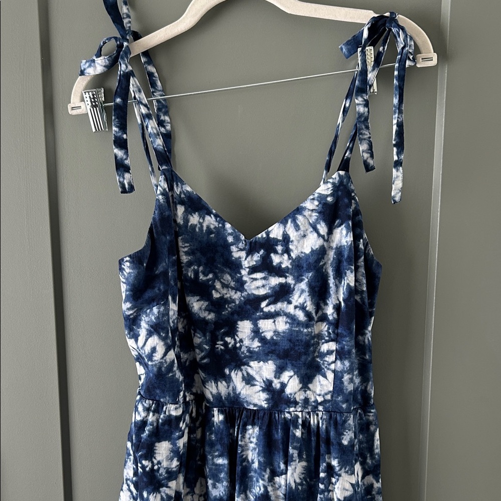 GAP Blue and White Tie-Dye Midi Dress Size 8 Medium